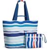 imageG4Free Beach Bags for Women Sandproof Foldable Beach Bag Tote with Waterproof Compartment Pool TravelColorful Ripple