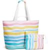 imageG4Free Beach Bags for Women Sandproof Foldable Beach Bag Tote with Waterproof Compartment Pool TravelRainbow Ripple
