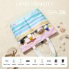 imageG4Free Beach Bags for Women Sandproof Foldable Beach Bag Tote with Waterproof Compartment Pool TravelRainbow Ripple