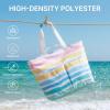 imageG4Free Beach Bags for Women Sandproof Foldable Beach Bag Tote with Waterproof Compartment Pool TravelRainbow Ripple