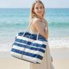 imageG4Free Canvas Beach Bag Waterproof Sandproof Large Beach Tote Bags for Women Pool Swim Travel GroceryBlue