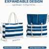 imageG4Free Canvas Beach Bag Waterproof Sandproof Large Beach Tote Bags for Women Pool Swim Travel GroceryBlue