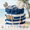 imageG4Free Canvas Beach Bag Waterproof Sandproof Large Beach Tote Bags for Women Pool Swim Travel GroceryBlue