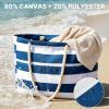 imageG4Free Canvas Beach Bag Waterproof Sandproof Large Beach Tote Bags for Women Pool Swim Travel GroceryBlue