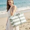imageG4Free Canvas Beach Bag Waterproof Sandproof Large Beach Tote Bags for Women Pool Swim Travel GroceryGreen