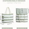 imageG4Free Canvas Beach Bag Waterproof Sandproof Large Beach Tote Bags for Women Pool Swim Travel GroceryGreen