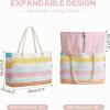imageG4Free Canvas Beach Bag Waterproof Sandproof Large Beach Tote Bags for Women Pool Swim Travel GroceryPink
