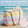 imageG4Free Canvas Beach Bag Waterproof Sandproof Large Beach Tote Bags for Women Pool Swim Travel GroceryPink
