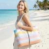 imageG4Free Canvas Beach Bag Waterproof Sandproof Large Beach Tote Bags for Women Pool Swim Travel GroceryPink