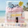 imageG4Free Canvas Beach Bag Waterproof Sandproof Large Beach Tote Bags for Women Pool Swim Travel GroceryPink