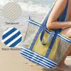 imageG4Free Mesh Beach Bags for Women Men Extra Large Packable Beach Tote Bag Reversible Travel Pool ShoppingBlue  Yellow