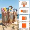 imageG4Free Mesh Beach Bags for Women Men Extra Large Packable Beach Tote Bag Reversible Travel Pool ShoppingBrown  Orange