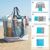 imageG4Free Mesh Beach Bags for Women Men Extra Large Packable Beach Tote Bag Reversible Travel Pool ShoppingGrey  Blue
