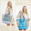 imageG4Free Mesh Beach Bags for Women Men Extra Large Packable Beach Tote Bag Reversible Travel Pool ShoppingGrey  Blue