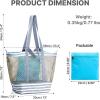 imageG4Free Mesh Beach Bags for Women Men Extra Large Packable Beach Tote Bag Reversible Travel Pool ShoppingGrey  Blue
