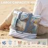 imageG4Free Mesh Beach Bags for Women Men Extra Large Packable Beach Tote Bag Reversible Travel Pool ShoppingGrey  Blue