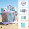 imageG4Free Mesh Beach Bags for Women Men Extra Large Packable Beach Tote Bag Reversible Travel Pool ShoppingPurple  Green