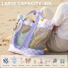 imageG4Free Mesh Beach Bags for Women Men Extra Large Packable Beach Tote Bag Reversible Travel Pool ShoppingPurple  Green