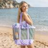 imageG4Free Mesh Beach Bags for Women Men Extra Large Packable Beach Tote Bag Reversible Travel Pool ShoppingPurple  Green