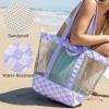 imageG4Free Mesh Beach Bags for Women Men Extra Large Packable Beach Tote Bag Reversible Travel Pool ShoppingPurple  Green