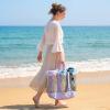 imageG4Free Mesh Beach Bags for Women Men Extra Large Packable Beach Tote Bag Reversible Travel Pool ShoppingPurple  Green