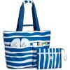 imageG4Free Beach Bags for Women Sandproof Foldable Beach Bag Tote with Waterproof Compartment Pool TravelBlue Ripple