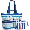 imageG4Free Beach Bags for Women Sandproof Foldable Beach Bag Tote with Waterproof Compartment Pool TravelColorful Ripple