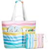 imageG4Free Beach Bags for Women Sandproof Foldable Beach Bag Tote with Waterproof Compartment Pool TravelRainbow Ripple