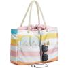 imageG4Free Canvas Beach Bag Waterproof Sandproof Large Beach Tote Bags for Women Pool Swim Travel GroceryPink