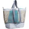 imageG4Free Mesh Beach Bags for Women Men Extra Large Packable Beach Tote Bag Reversible Travel Pool ShoppingGrey  Blue