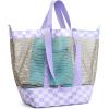 imageG4Free Mesh Beach Bags for Women Men Extra Large Packable Beach Tote Bag Reversible Travel Pool ShoppingPurple  Green