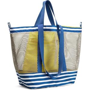 imageG4Free Mesh Beach Bags for Women Men Extra Large Packable Beach Tote Bag Reversible Travel Pool ShoppingBlue  Yellow