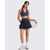 imageG4Free BareFeel V Neck Sports Bra for Women  Padded Collared Racerback Tennis Workout Tank TopsDark Navy