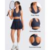 imageG4Free BareFeel V Neck Sports Bra for Women  Padded Collared Racerback Tennis Workout Tank TopsDark Navy