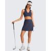 imageG4Free BareFeel V Neck Sports Bra for Women  Padded Collared Racerback Tennis Workout Tank TopsDark Navy