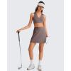 imageG4Free BareFeel V Neck Sports Bra for Women  Padded Collared Racerback Tennis Workout Tank TopsTaupe
