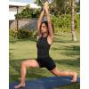 imageG4Free BareFeel Workout Yoga Tank Tops Ruched Sleeveless Athletic Tanks High Neck Pilates TopBlack
