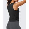 imageG4Free BareFeel Workout Yoga Tank Tops Ruched Sleeveless Athletic Tanks High Neck Pilates TopBlack