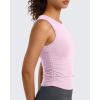 imageG4Free BareFeel Workout Yoga Tank Tops Ruched Sleeveless Athletic Tanks High Neck Pilates TopBlush