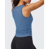 imageG4Free BareFeel Workout Yoga Tank Tops Ruched Sleeveless Athletic Tanks High Neck Pilates TopDusty Blue