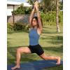 imageG4Free BareFeel Workout Yoga Tank Tops Ruched Sleeveless Athletic Tanks High Neck Pilates TopDusty Blue