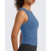 imageG4Free BareFeel Workout Yoga Tank Tops Ruched Sleeveless Athletic Tanks High Neck Pilates TopDusty Blue