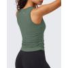 imageG4Free BareFeel Workout Yoga Tank Tops Ruched Sleeveless Athletic Tanks High Neck Pilates TopGray Sage