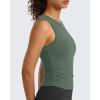 imageG4Free BareFeel Workout Yoga Tank Tops Ruched Sleeveless Athletic Tanks High Neck Pilates TopGray Sage