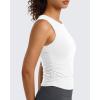 imageG4Free BareFeel Workout Yoga Tank Tops Ruched Sleeveless Athletic Tanks High Neck Pilates TopPure White