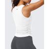 imageG4Free BareFeel Workout Yoga Tank Tops Ruched Sleeveless Athletic Tanks High Neck Pilates TopPure White