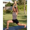 imageG4Free BareFeel Workout Yoga Tank Tops Ruched Sleeveless Athletic Tanks High Neck Pilates TopTaupe