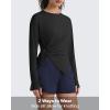 imageG4Free Lightbreeze Side Slits Workout Long Sleeve Shirts for Women  UPF 50 Crewneck Tops with Thumbholes Loose CasualBlack