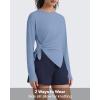 imageG4Free Lightbreeze Side Slits Workout Long Sleeve Shirts for Women  UPF 50 Crewneck Tops with Thumbholes Loose CasualDusty Blue