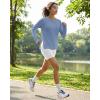 imageG4Free Lightbreeze Side Slits Workout Long Sleeve Shirts for Women  UPF 50 Crewneck Tops with Thumbholes Loose CasualDusty Blue